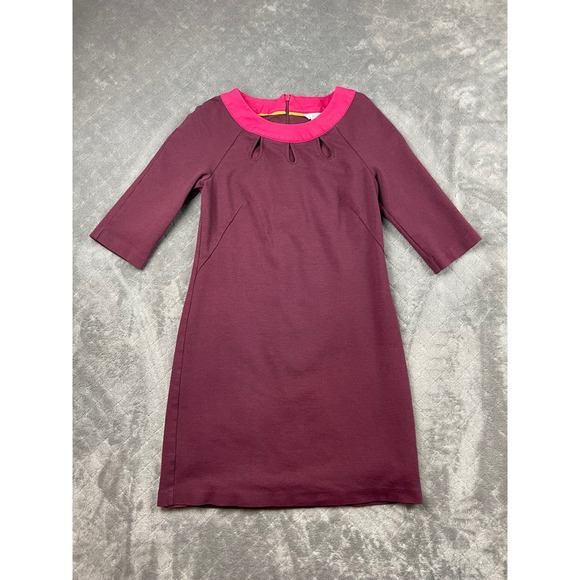 Boden Dresses & Skirts - Boden Purple Pink Collar Keyhole Neck 3/4 Sleeve Lined Dress US 2R‎ Colorblock